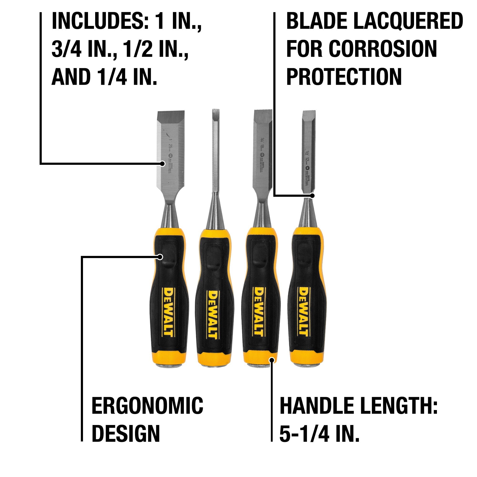 DeWALT Wood Chisel Set (4 Pieces)