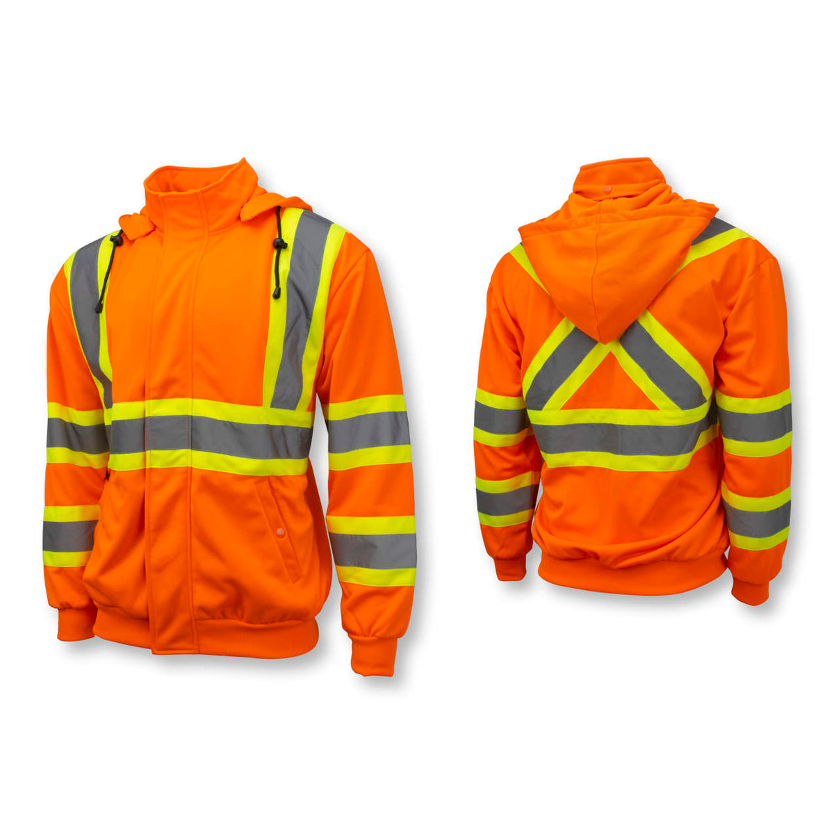 Radians SW01X-2 High Neck Zip Front X-Back Hooded Sweatshirt - WRYKER Construction Supply
