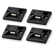 Balck UV Adhesive Mounting Bases Rubber Adhesive 1" 4 Way Entry Bag of 100