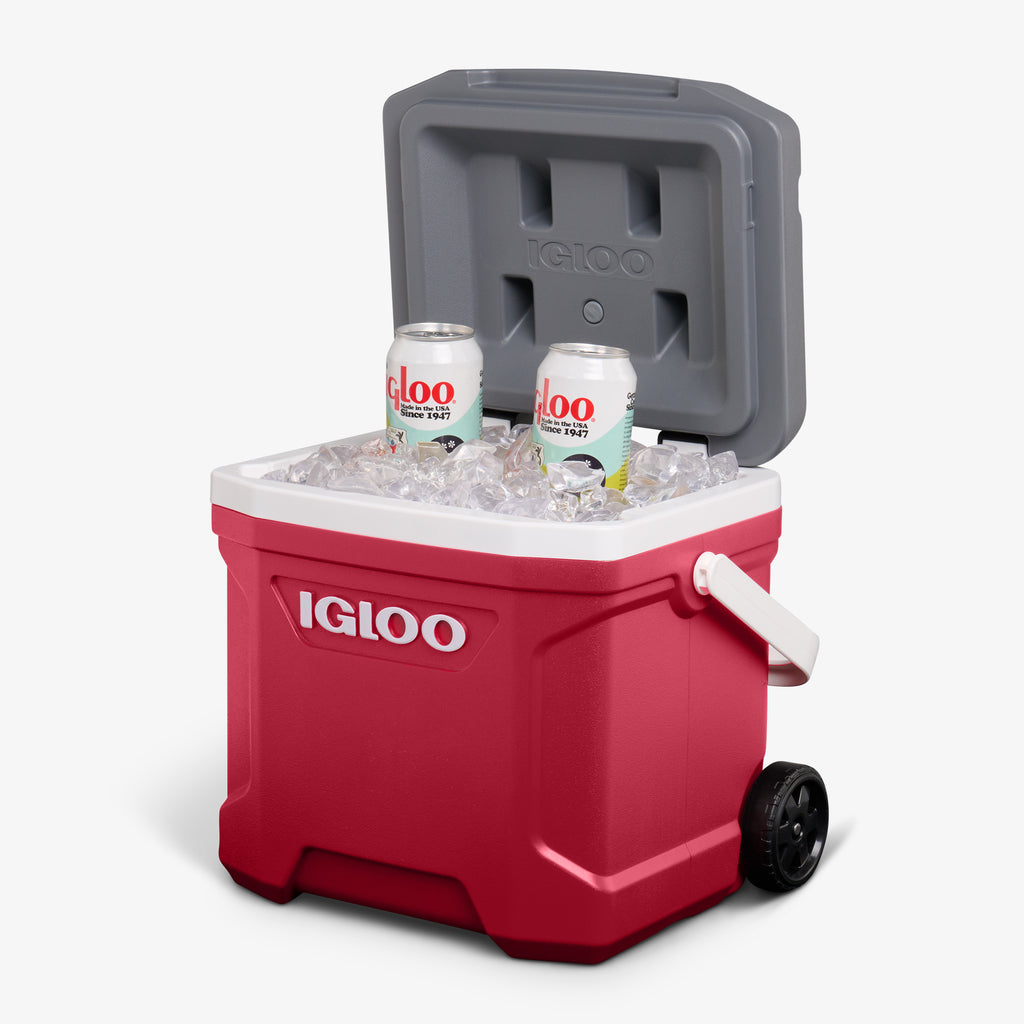 Igloo Latitude 16 Roller Cooler Red Nascar Compliant with Bail Handle for Easy Carry