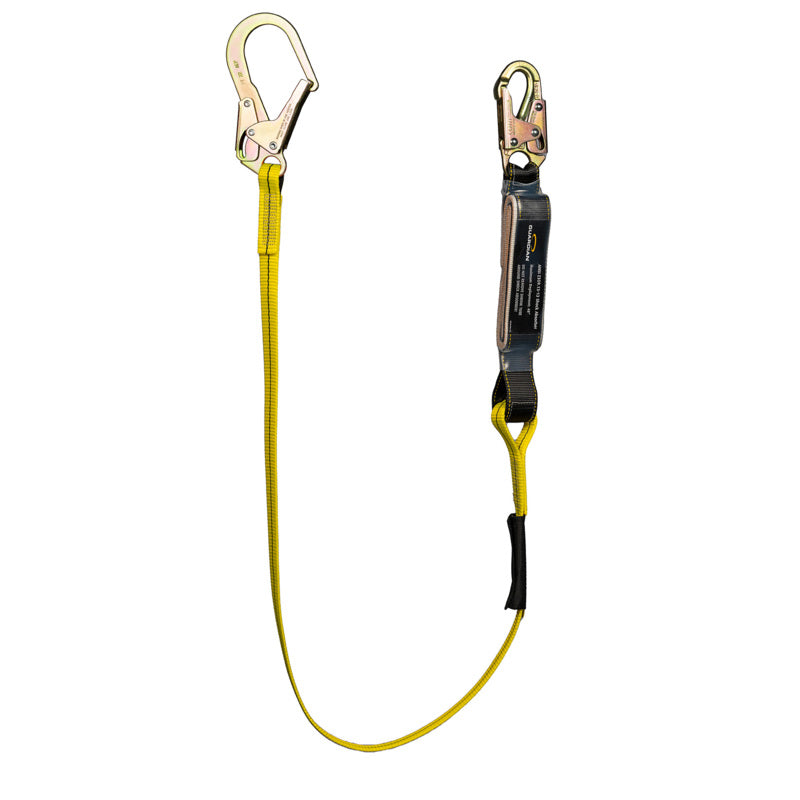 External Shock Lanyard with Shock Pack - One Snap Hook, One Rebar Hook - 6'