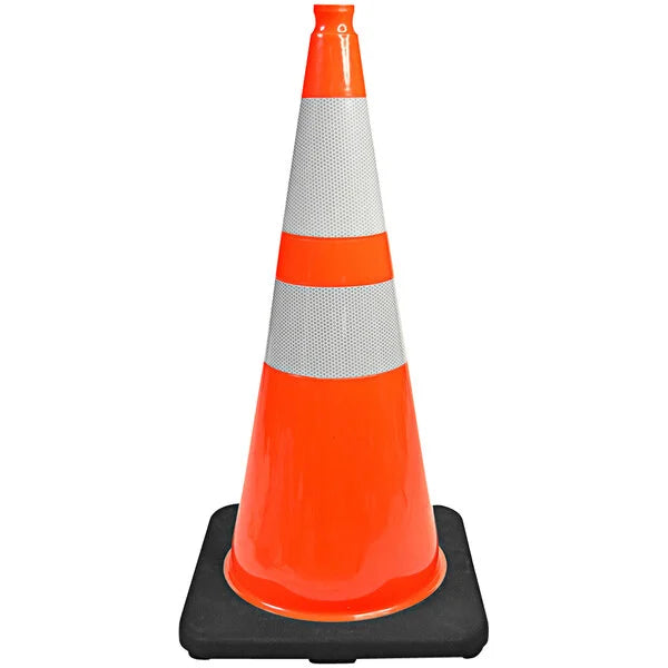 Traffic Cone 28" Orange 7 lbs Cortina Wide Body with 6" and 4" Reflective Collars Meets MUTCD Standards and NCHRP-350 Certification
