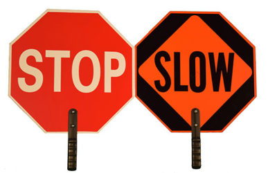 Stop/Slow Paddle Steel Handle Not Reflective Aluminum