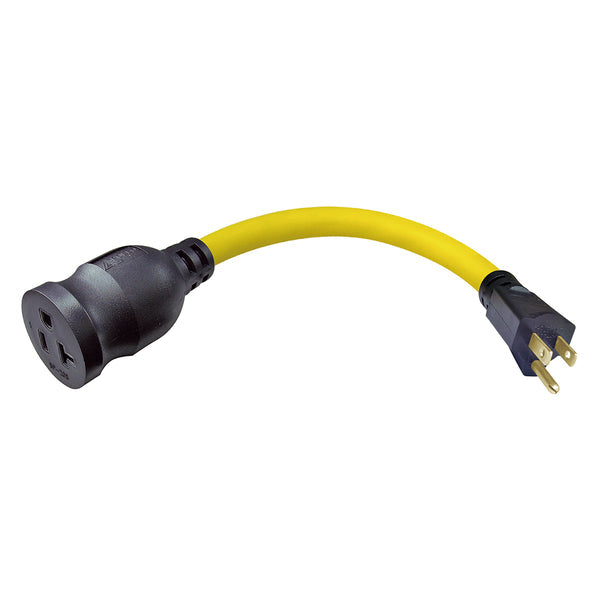 1ft 12/3 STW Yellow/Black 5-15P to 5-20R Adapter