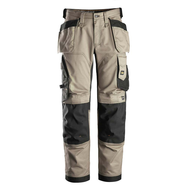 Snickers U6251 AllroundWork Stretch Loose Fit Work Pants + Holster Pockets (Khaki/Black)
