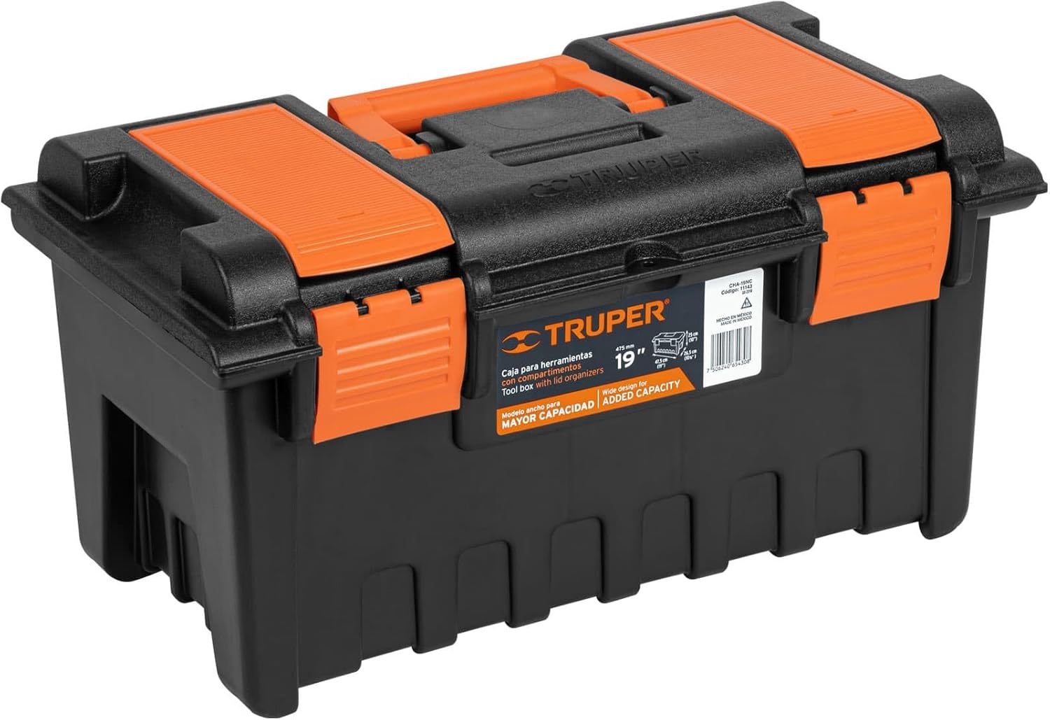 Tool Box 19" w/Lid Organizers and Removable Tray