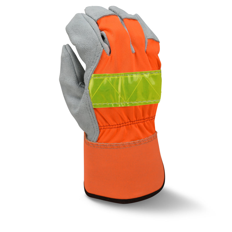 RWG3200HV High Visibility Regular Shoulder Gray Split Cowhide Leather Palm Glove (Pack of 12)