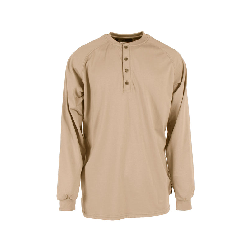 Radians VI6HSKH FR 6 oz Cotton Khaki Henley Work Shirt (CAT 2)