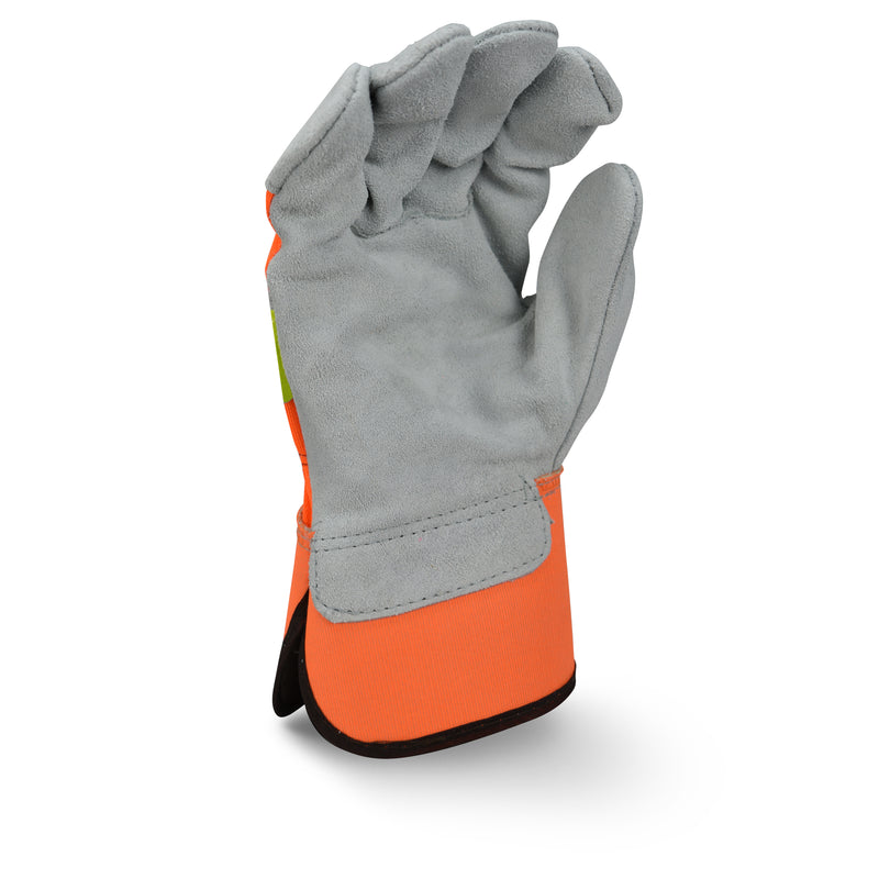 RWG3200HV High Visibility Regular Shoulder Gray Split Cowhide Leather Palm Glove (Pack of 12)
