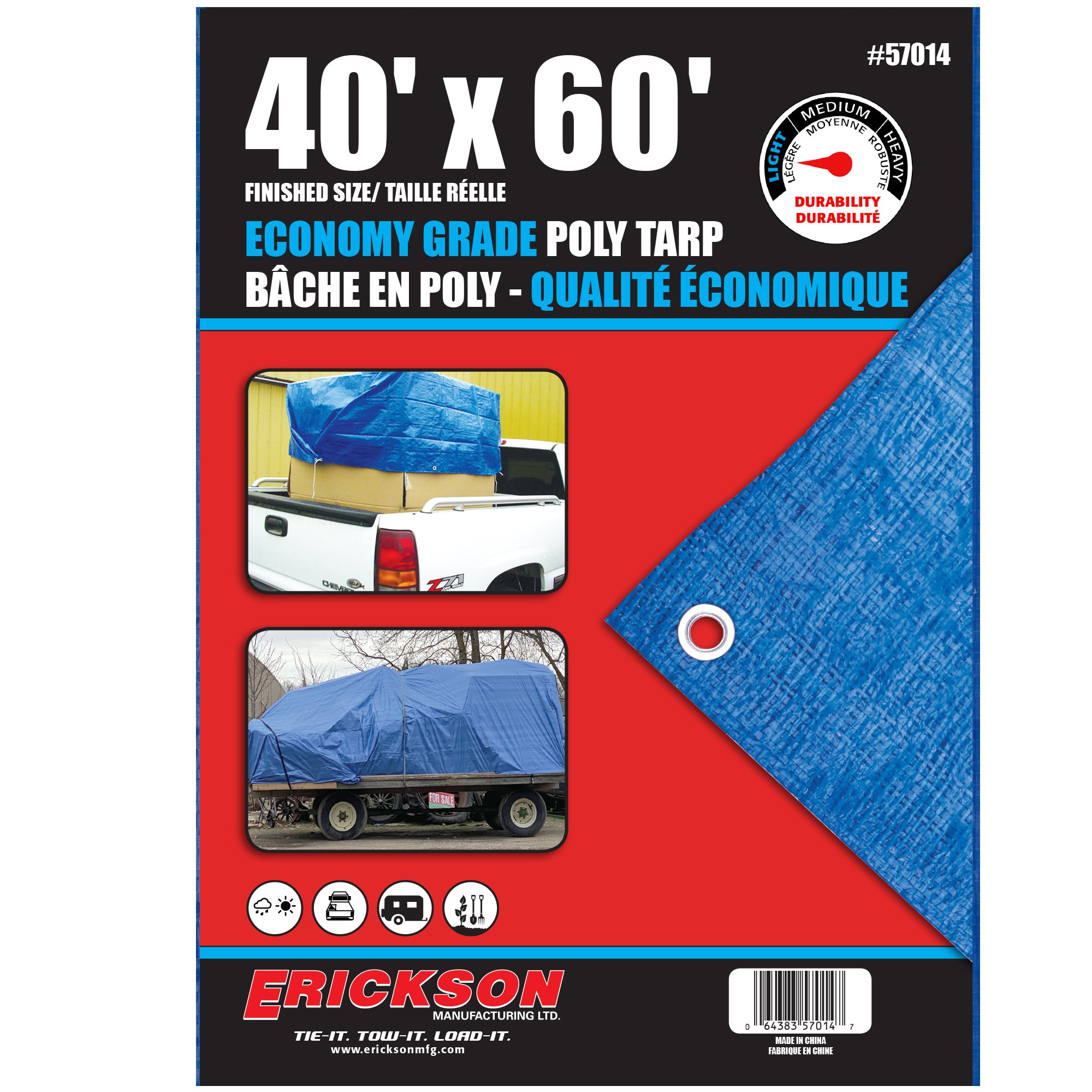 Light Weight (4 MIL) Blue Waterproof Tarp 40'X60'