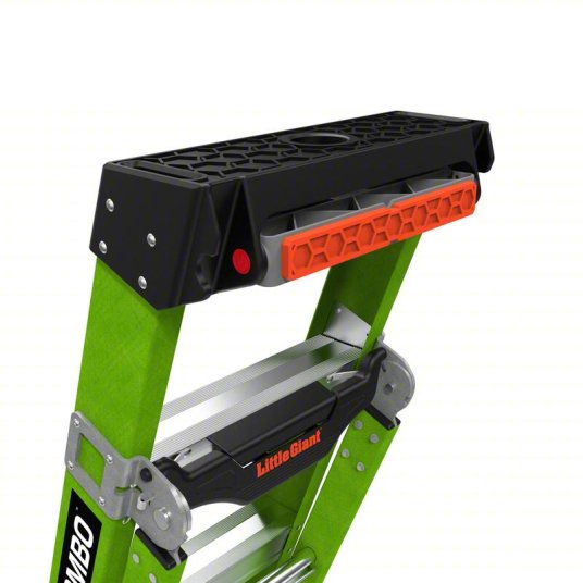 Little Giant 6' KING KOMBO Professional Fiberglass 3-in-1 All-Access Combination Ladder with Rotating Wall Pad Accessory and GRIP-N-GO Single-Hand Release Hinge - ANSI Type IAA - 375 lb Rated