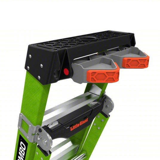 Little Giant 6' KING KOMBO Professional Fiberglass 3-in-1 All-Access Combination Ladder with Rotating Wall Pad Accessory and GRIP-N-GO Single-Hand Release Hinge - ANSI Type IAA - 375 lb Rated