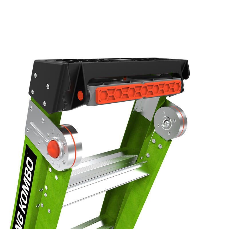 Little Giant 8' KING KOMBO Professional Fiberglass 3-in-1 All-Access Combination Ladder with Rotating Wall Pad Accessory and GRIP-N-GO Single-Hand Release Hinge - ANSI Type IAA - 375 lb Rated