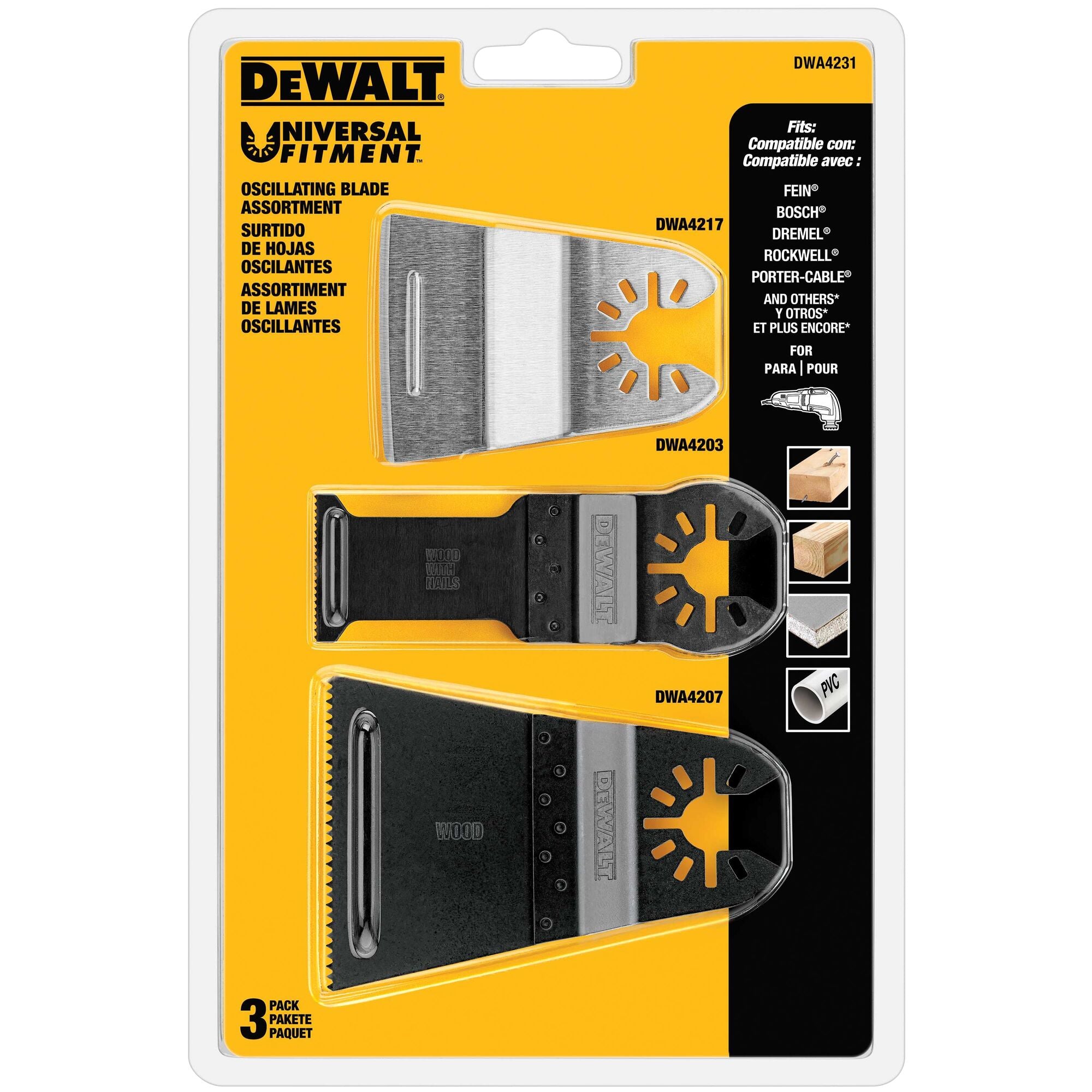 DeWALT Oscillating tool 3 Pc. Set Scraper/Wide Cut/Plunge DWA4231