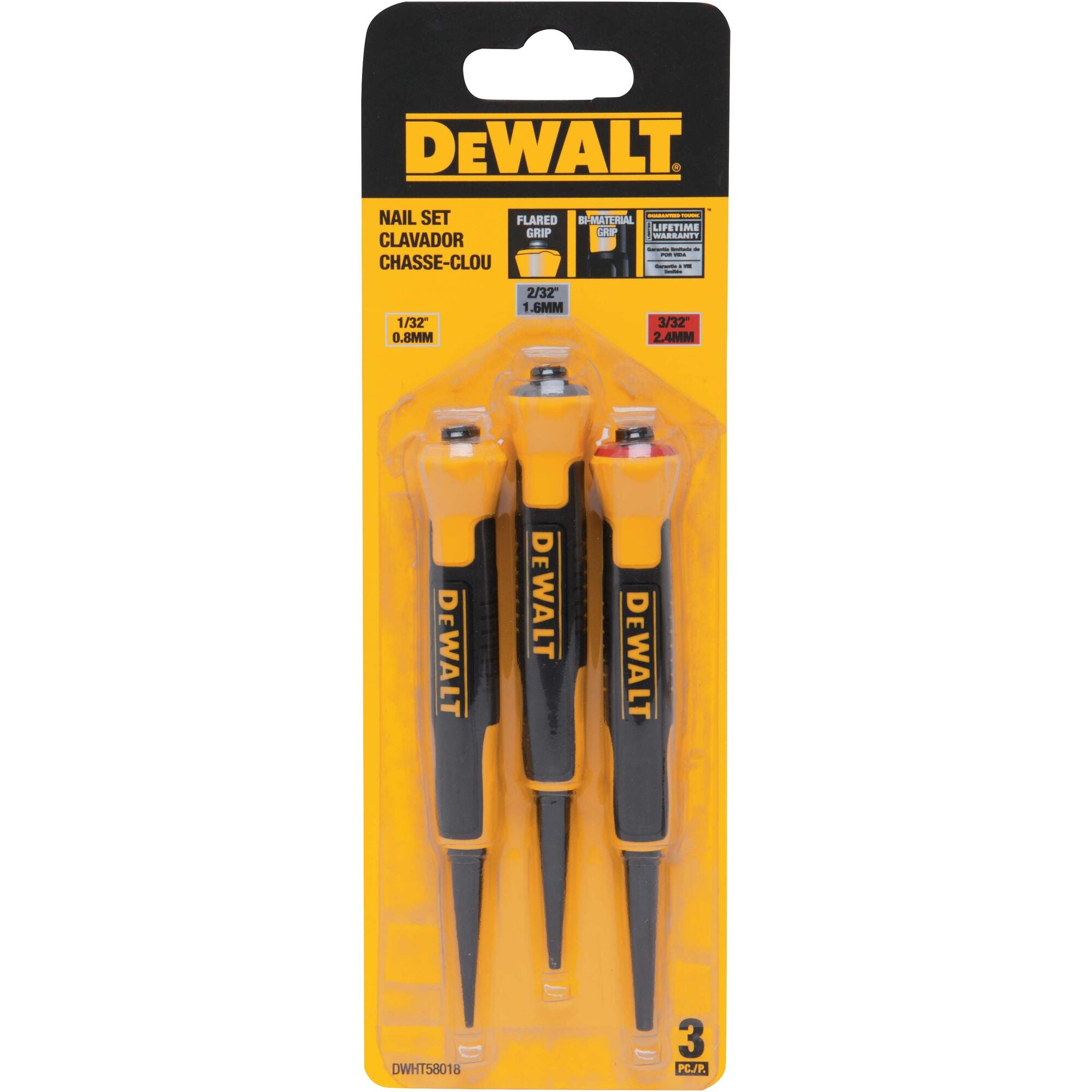 DeWALT Nail Set 3 Pc. Bi-Material