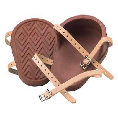 Knee Pads Heavy Duty Molded Rubber Leather Straps Multi-Surface