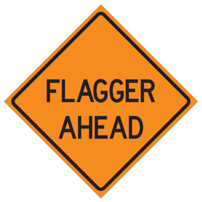 Flagger Ahead /Slow Down Super Bright 48" X 48" Roll Up sign