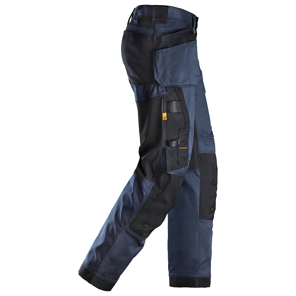Pantalones de trabajo AllroundWork elásticos y holgados + bolsillos tipo funda (azul marino/negro)