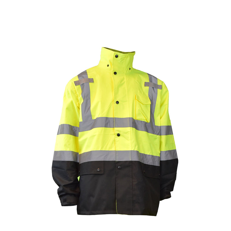 Hi-Viz Waterproof Rain Jacket With Detachable Hood