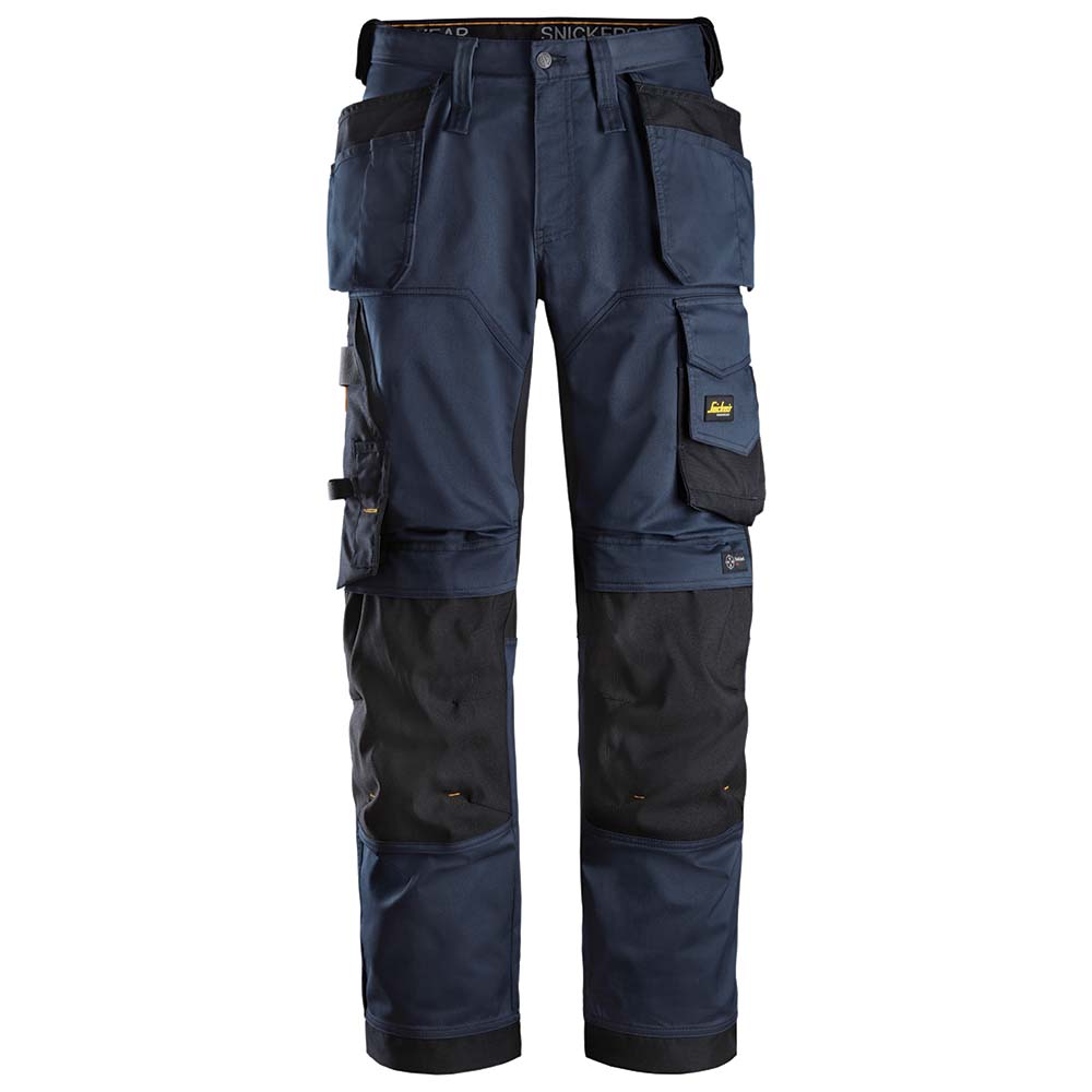 Pantalones de trabajo AllroundWork elásticos y holgados + bolsillos tipo funda (azul marino/negro)