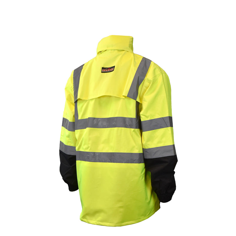 Hi-Viz Waterproof Rain Jacket With Detachable Hood