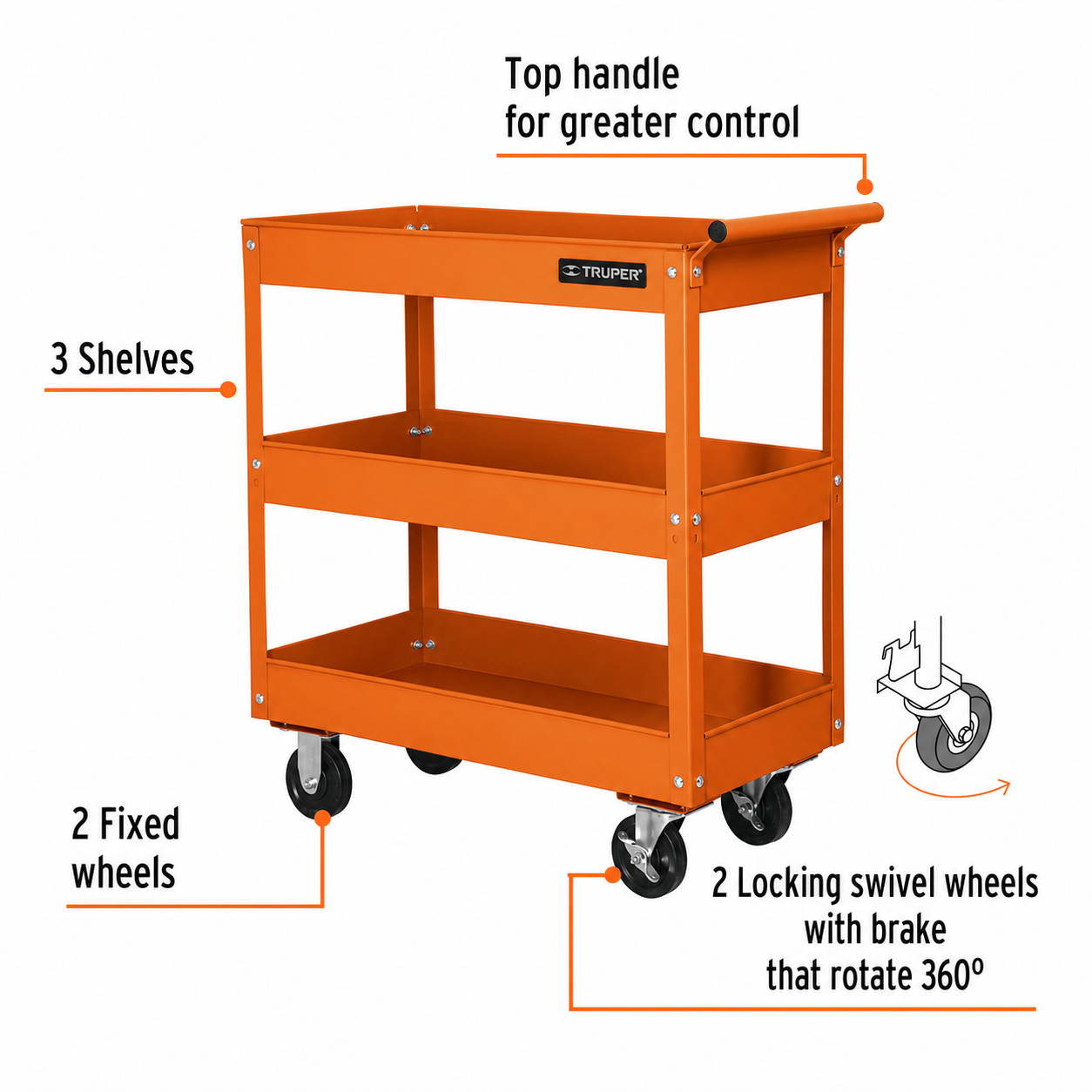 3 Shelf Utility Cart 120 KG Truper