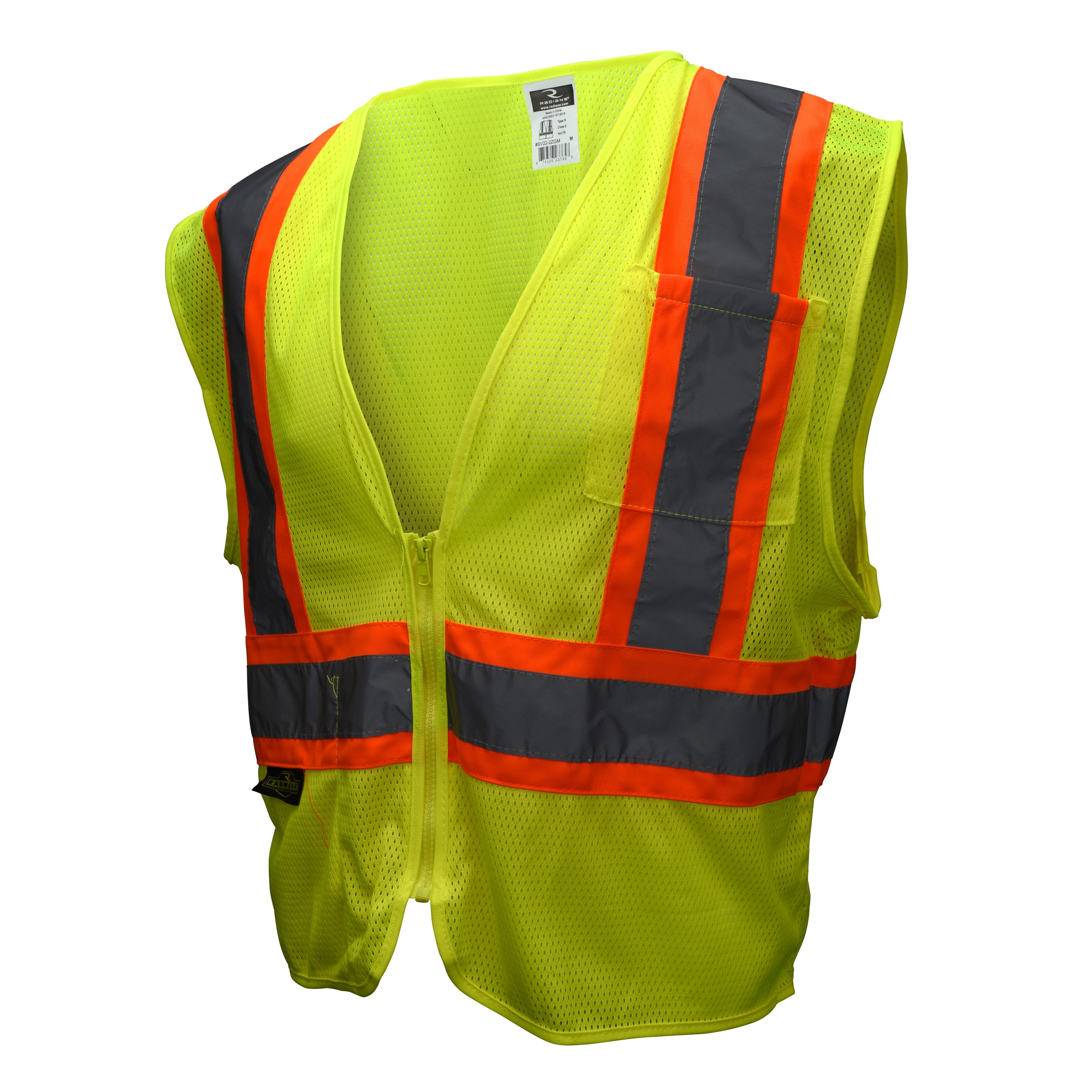 Class 2 Mesh Economy Safety Vest w/2" Tape and Two-Tone Reflective Trim