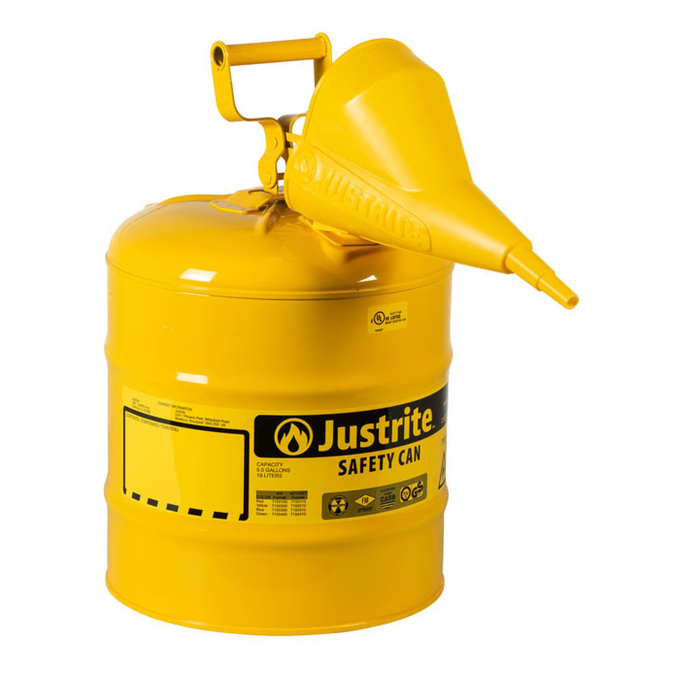 Diesel 5 Gallon Fuel Can Just Rite Yellow with Funnel