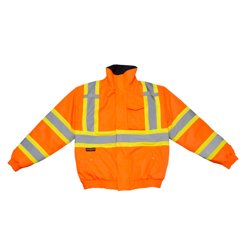 Class 3 X-Back High Visibility Quilted Bomber Jacket with Hood