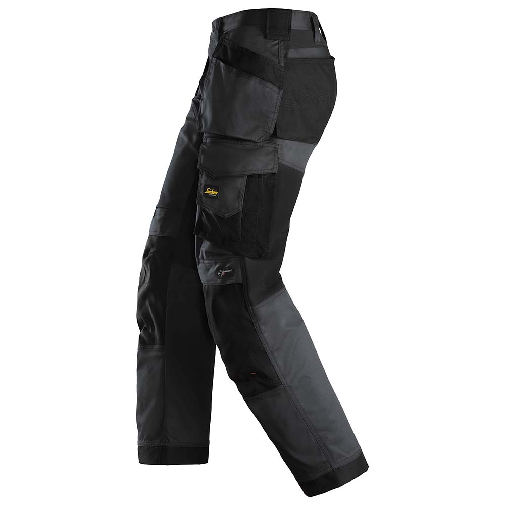 Pantalones de trabajo AllroundWork elásticos y holgados + bolsillos tipo funda (negro/negro)