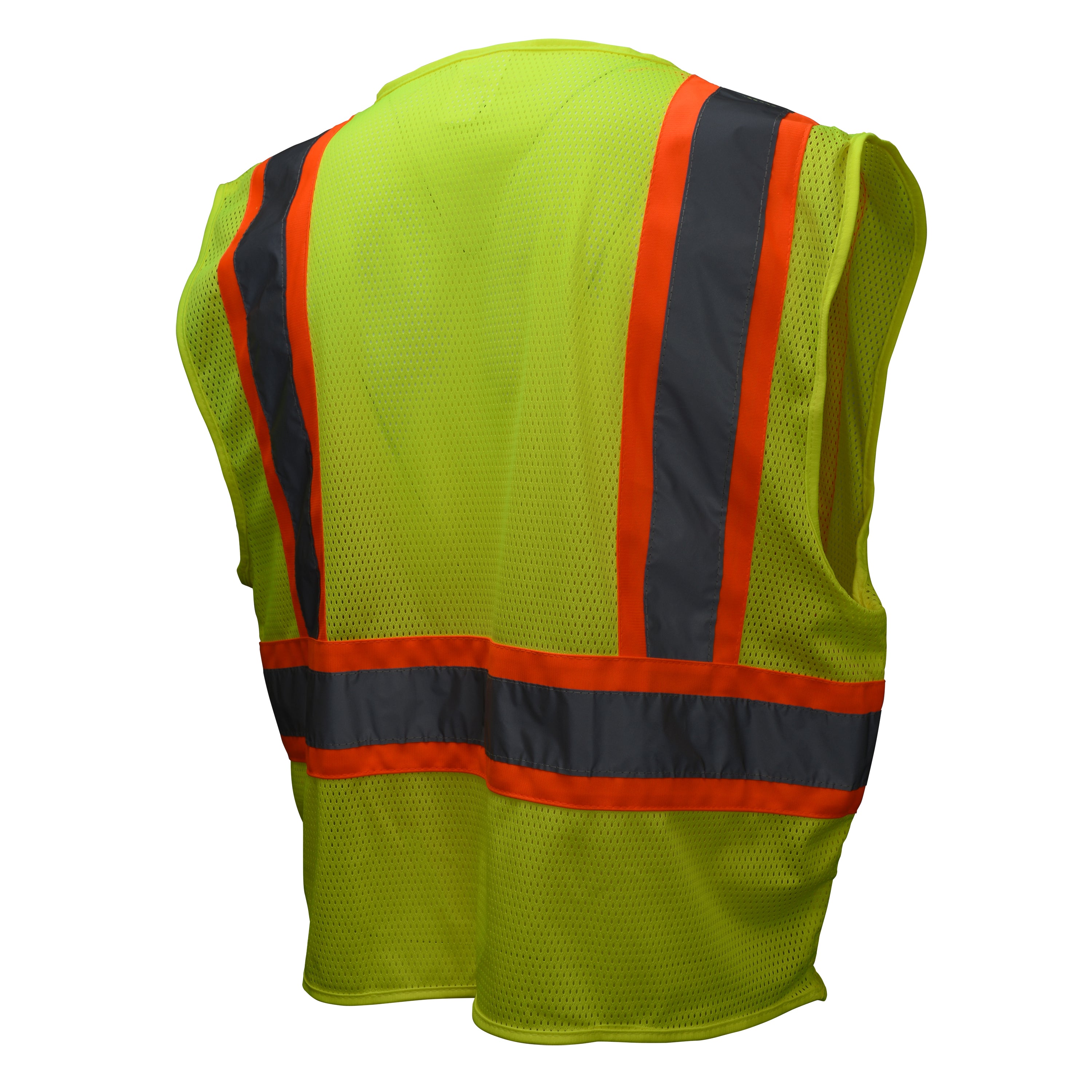 Class 2 Mesh Economy Safety Vest w/2" Tape and Two-Tone Reflective Trim
