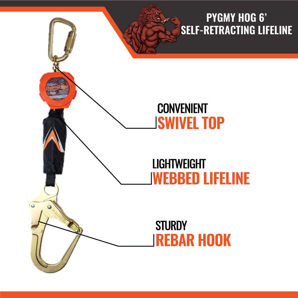 Malta C7104D Dual SRL 6' Retracting Lifeline - Universal Rebar Hook