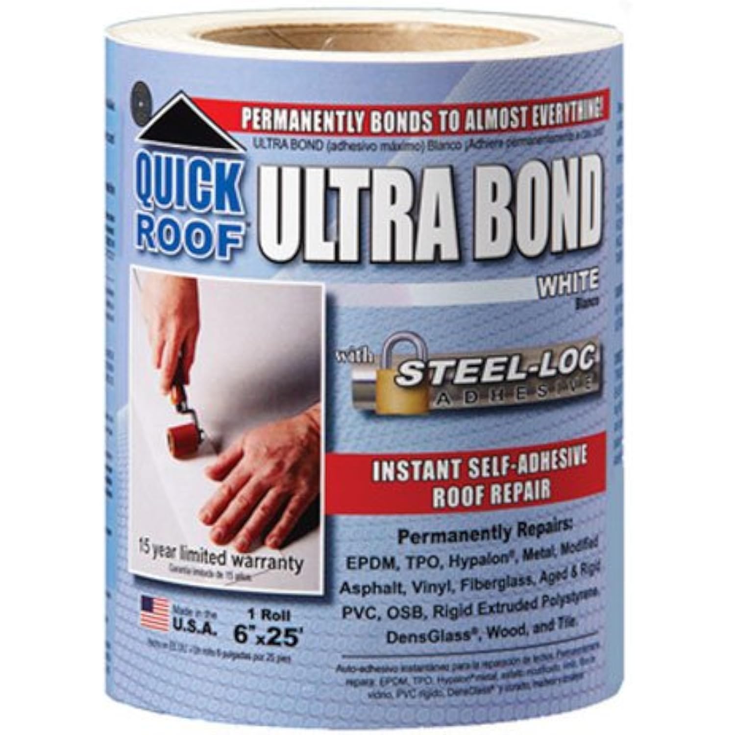Quick Roof Ultra Bond 6" X 25' EPDM/TPO Repair Tape w/Steel Lock Adhesive
