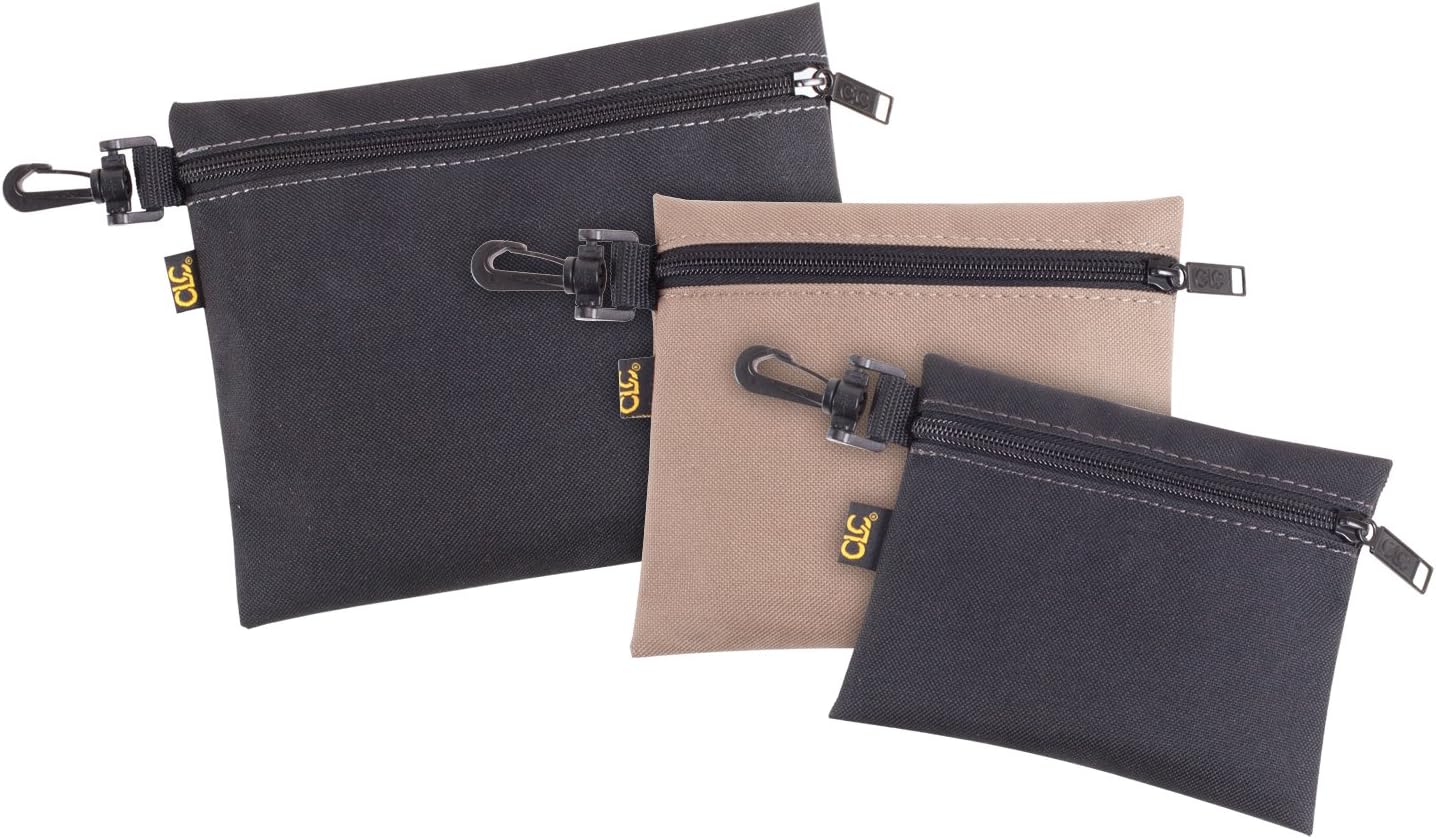 Paquete de 3 bolsas de almacenamiento con cremallera de 9"x7", 7"X6" y 6"x5" con clip de resorte para sujetar