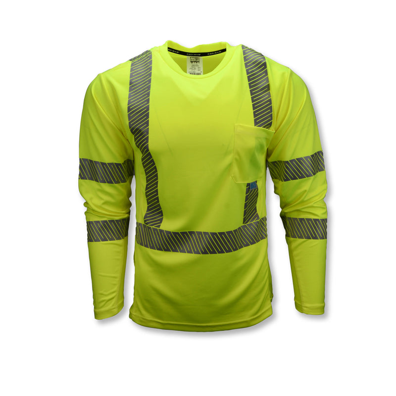 Max-Dri Long Sleeve Shirt Class 3 Green Moisture Wicking w/RADCOOL  2" Segment Tape