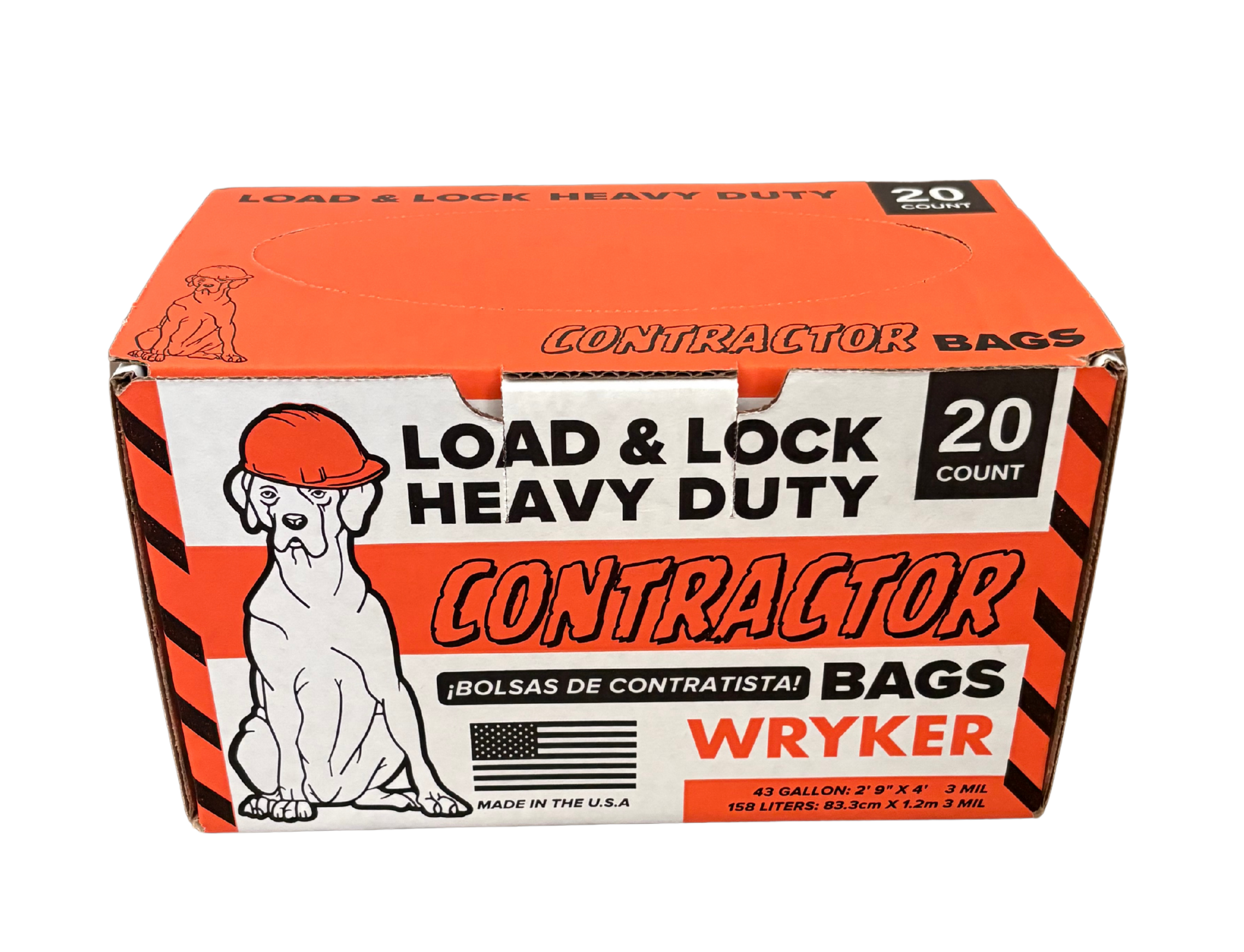 WRYKER Load & Lock Heavy Duty Contractor Bags (Box of 20) 3 Mil + 20 Cable Ties
