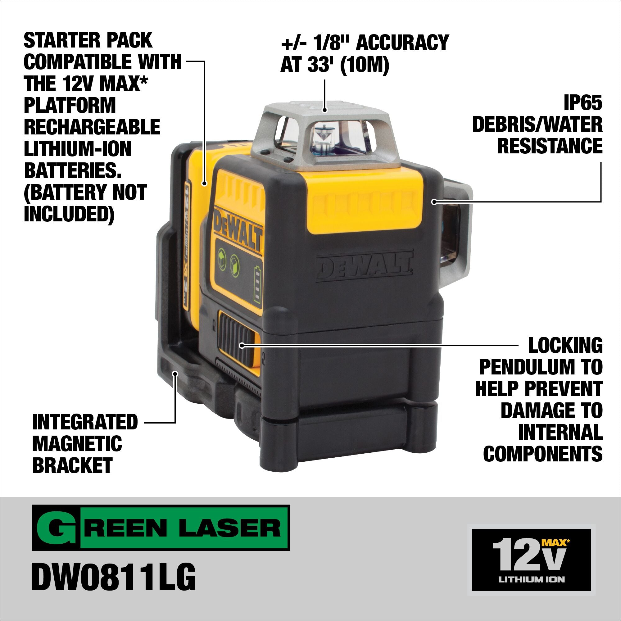 Green Line Laser 2 X 360 12 Volt Max DeWALT DW0811LG