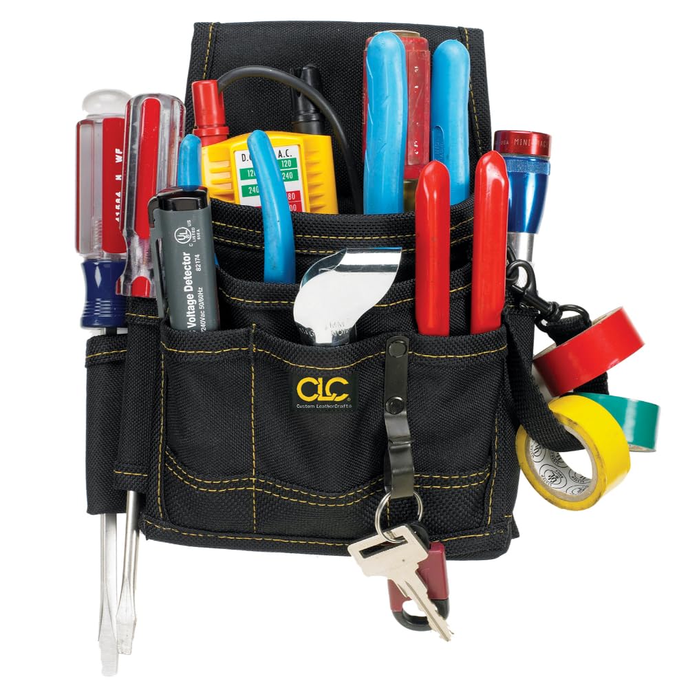 9 Pocket Poly Electrical & Maintenance Pouch with Belt Clip on Back