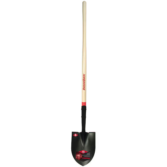 Razor-Back Round Point Shovel, Closed Back, w/48" Wood Handle