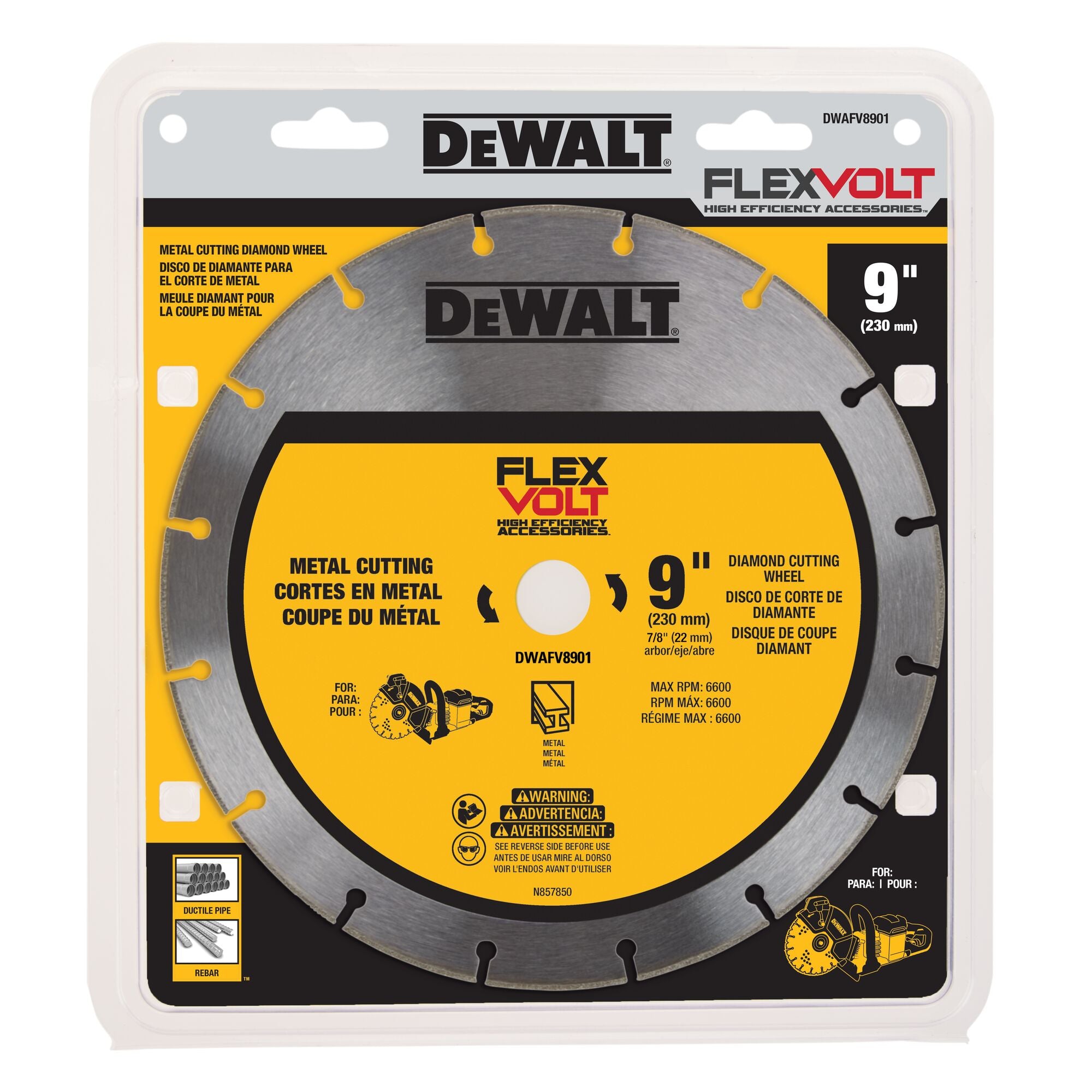 DeWALT DWAFV8901 9" Diamond Cutting Wheel for Metal for DCS690 Saw
