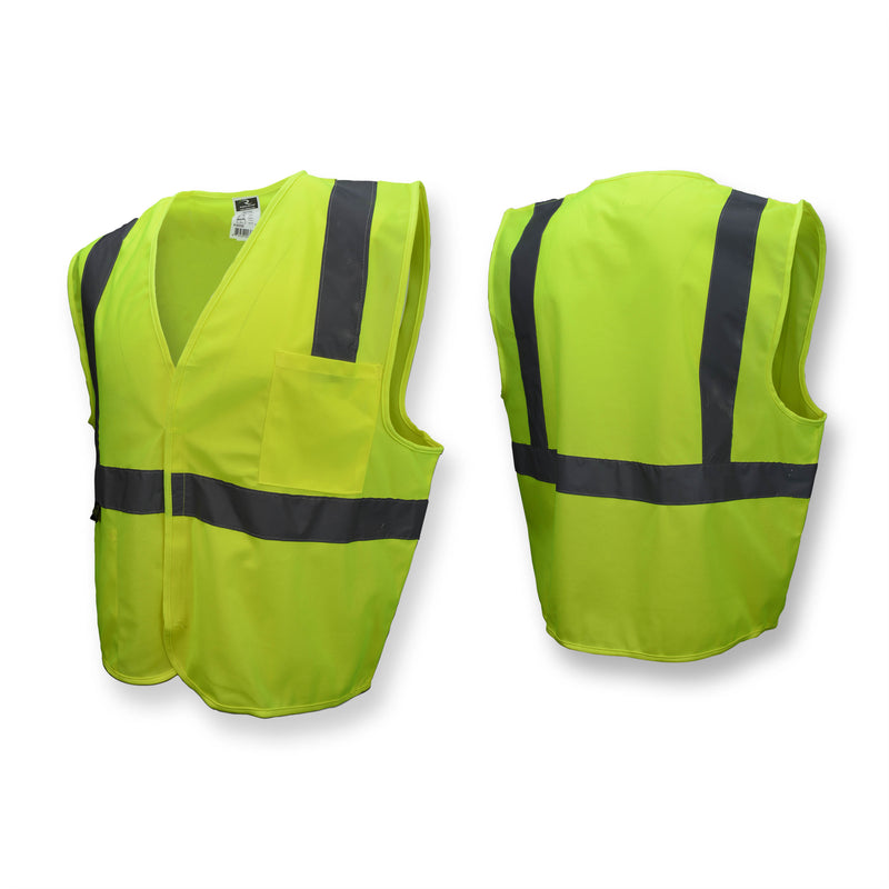 Class 2 Solid Economy Safety Vest with Hook & Loop Closure