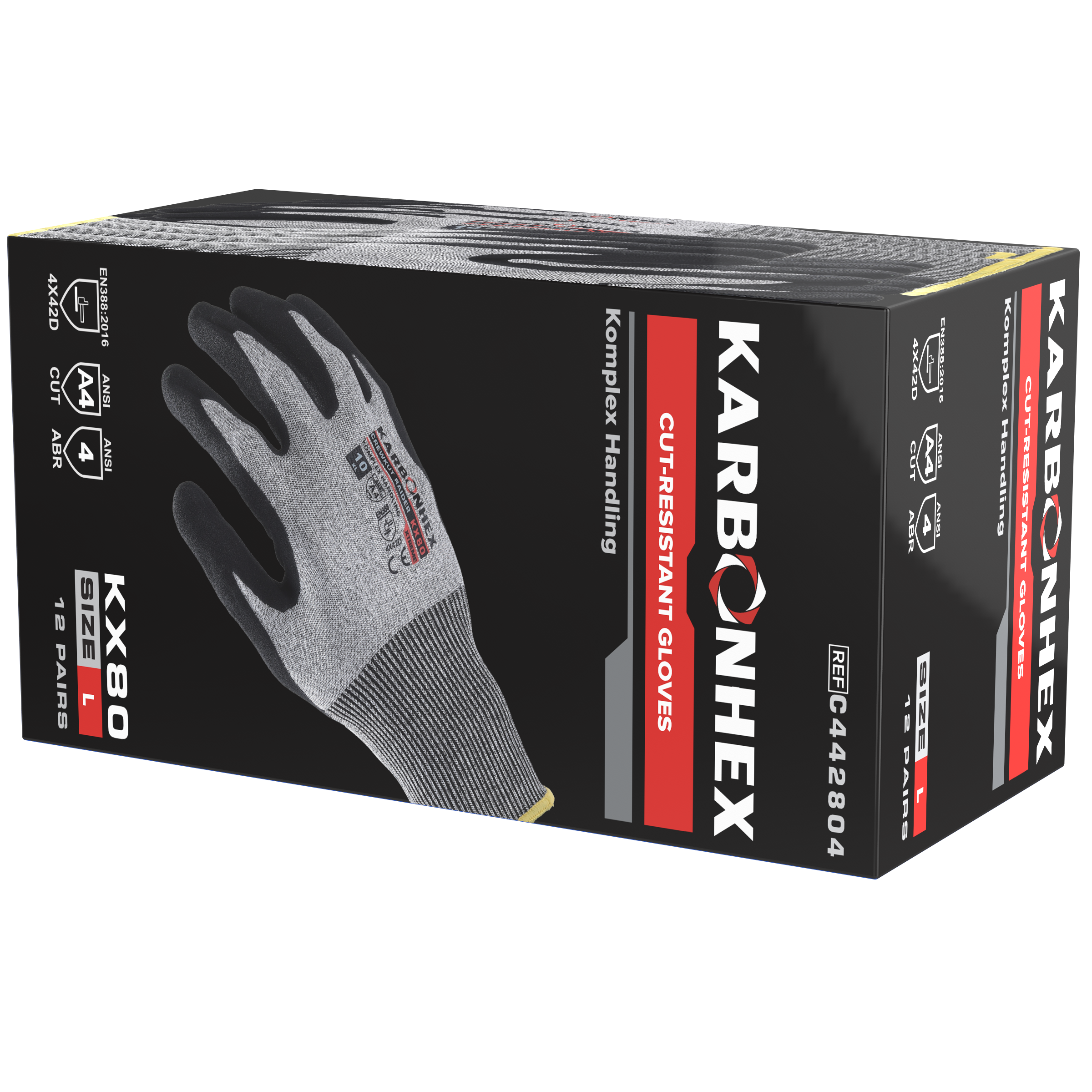 KarbonHex® KX80 by SW® Purpose Built Cut-Resistant Gloves with Oeko-Tex Safety Certification (12 Pairs Per Box)