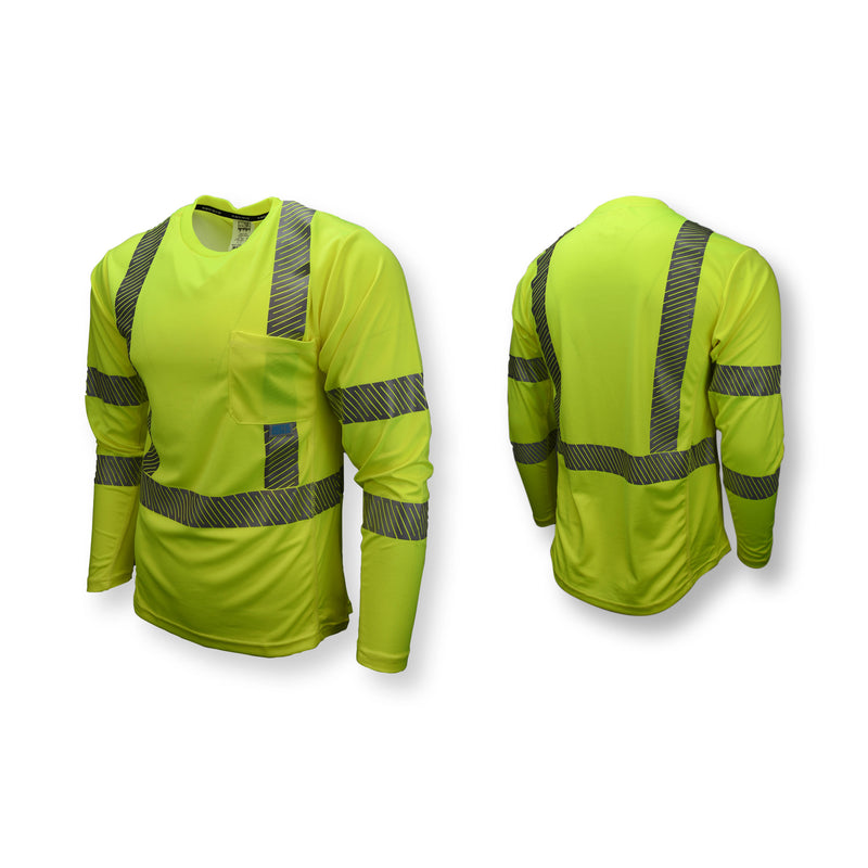 Max-Dri Long Sleeve Shirt Class 3 Green Moisture Wicking w/RADCOOL  2" Segment Tape