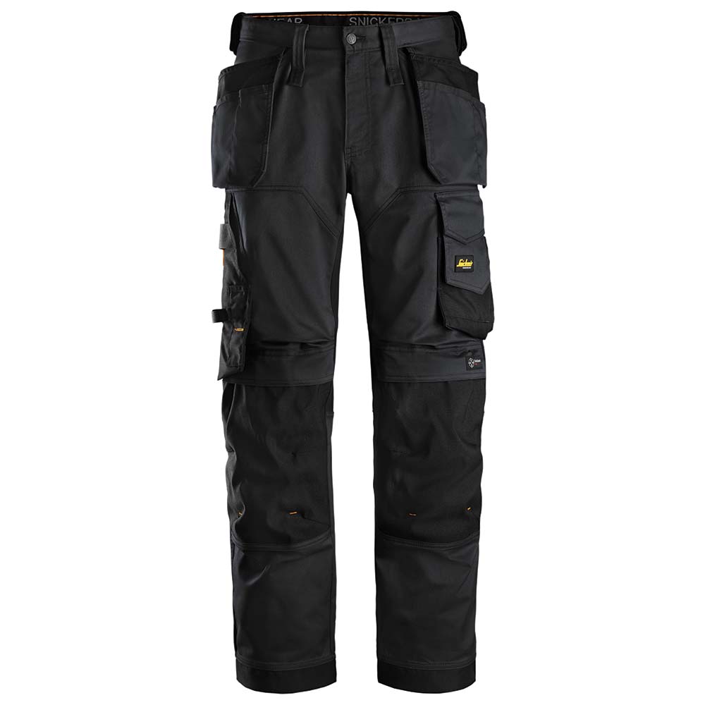 Pantalones de trabajo AllroundWork elásticos y holgados + bolsillos tipo funda (negro/negro)