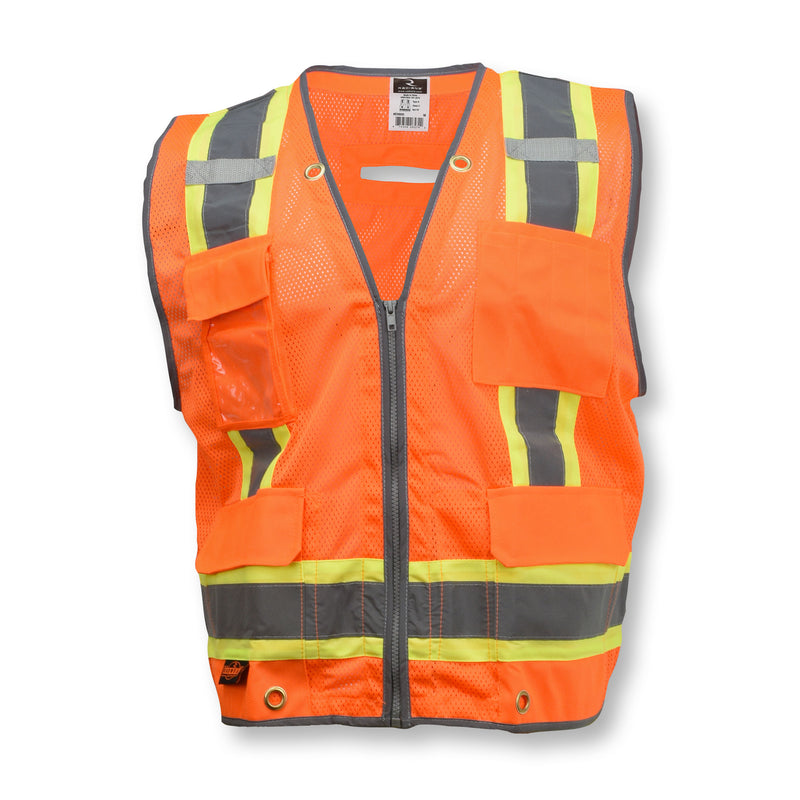 SV6H Type R Class 2 Heavy Duty Two Tone Mesh Surveyor Vest with Solid Pockets