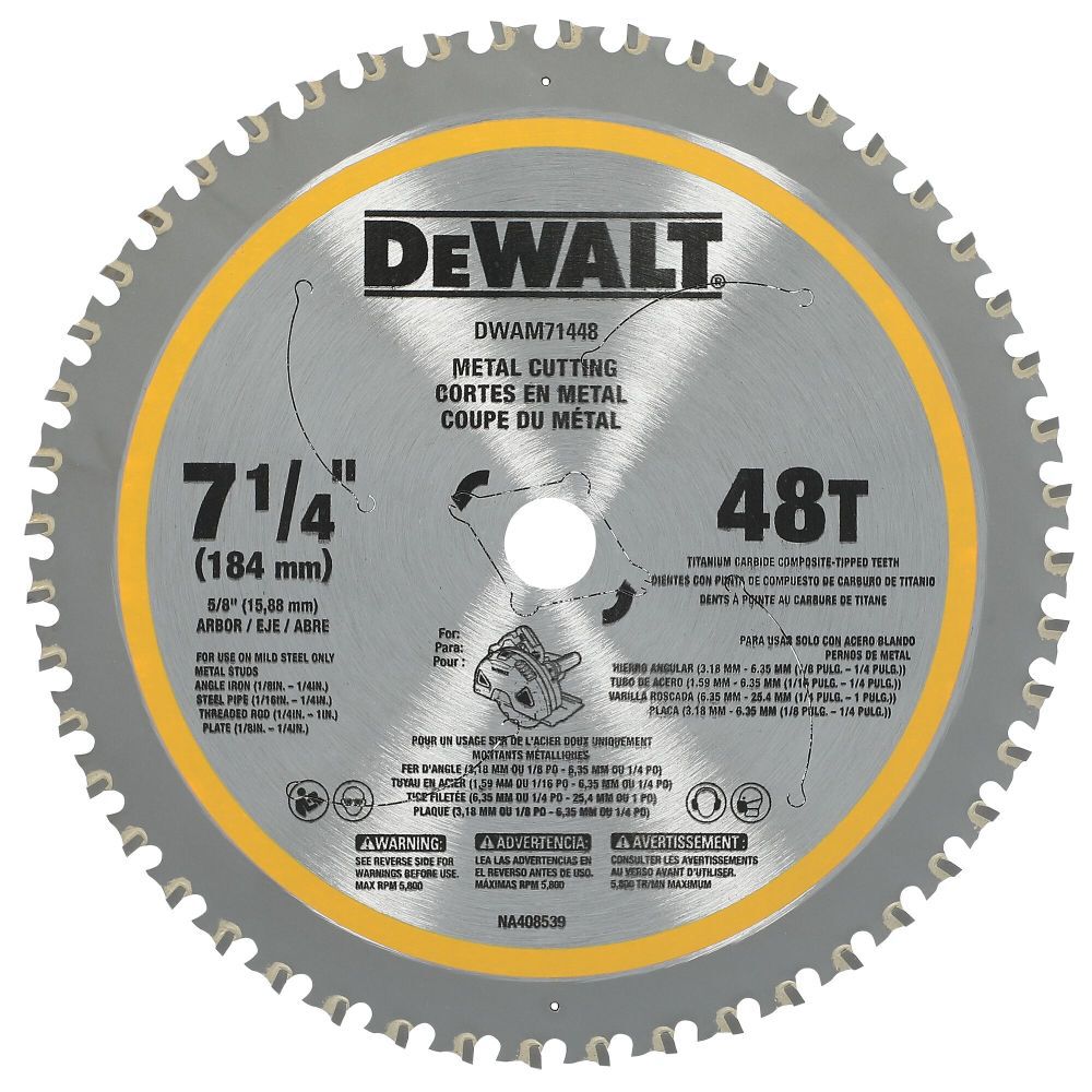 DeWALT DWAM71448 Ferrous Metal and Steel Cutting Circular Saw Blade: 7-1/4" 5/8" Arbor (48 Tooth)