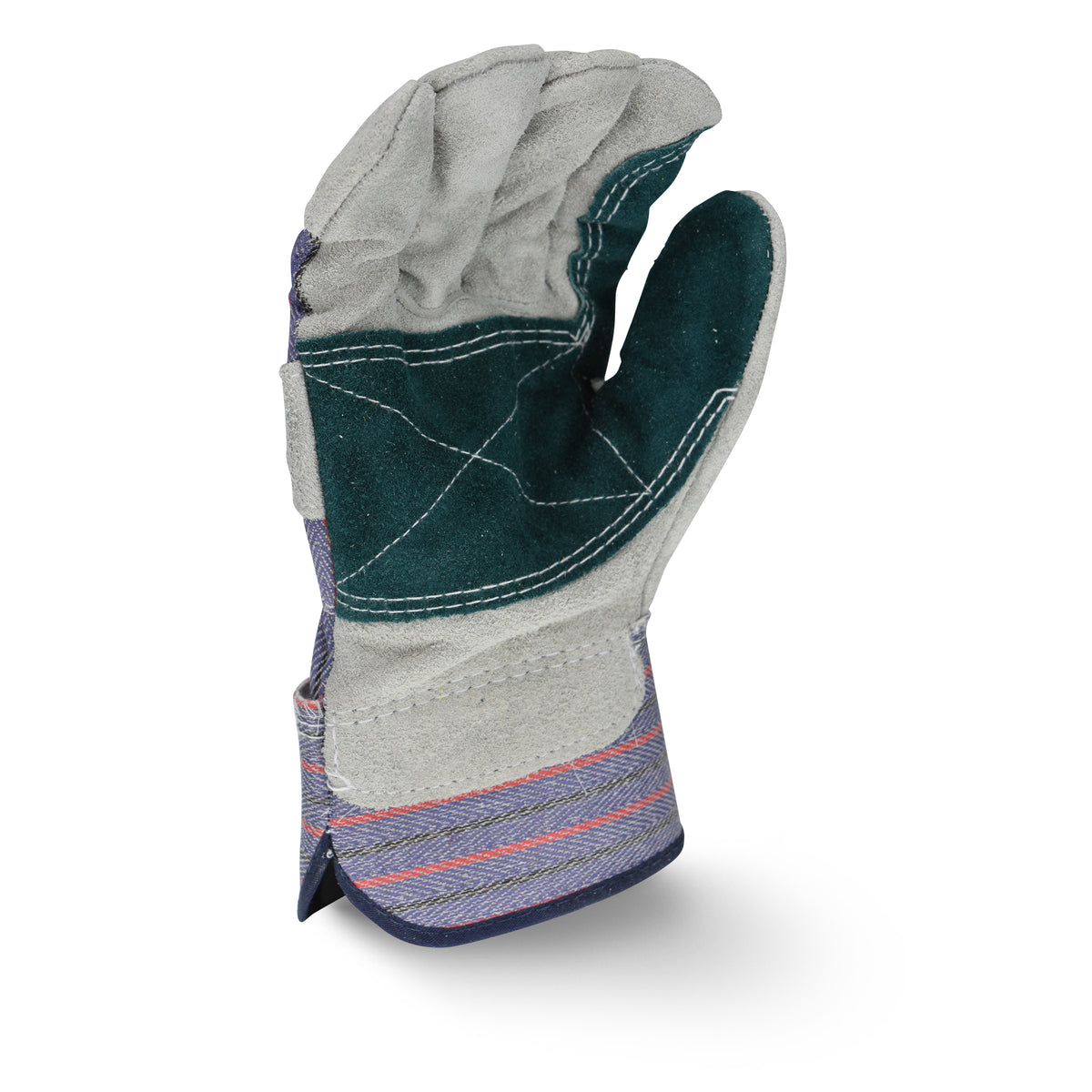 RWG3200DP Guante de palma de cuero doble de cuero de vaca dividido gris con hombro regular (paquete de 12)
