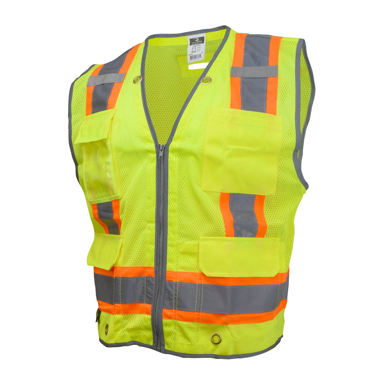 SV6H Type R Class 2 Heavy Duty Two Tone Mesh Surveyor Vest with Solid Pockets