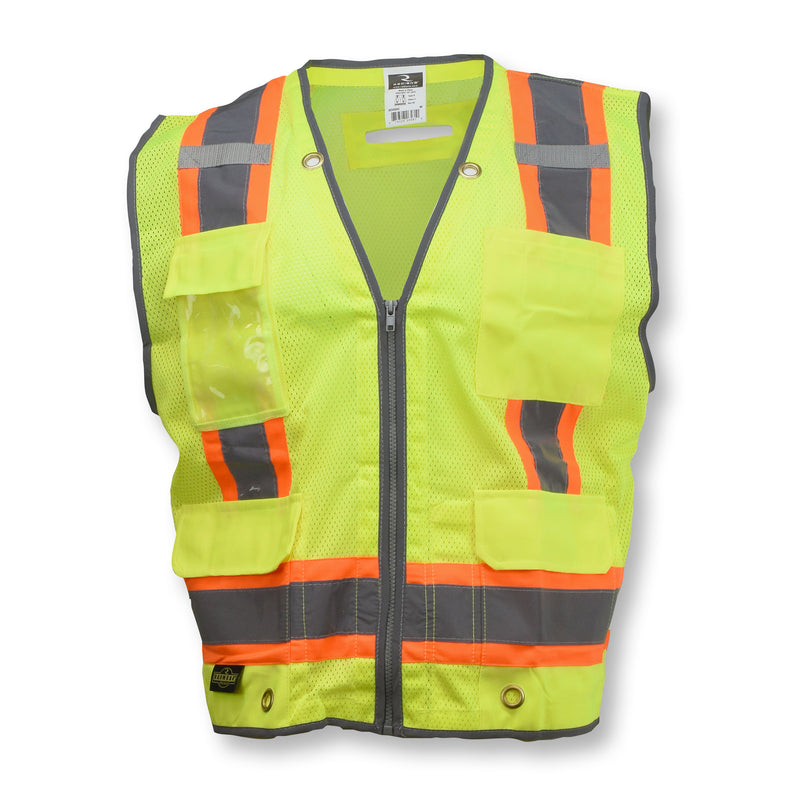SV6H Type R Class 2 Heavy Duty Two Tone Mesh Surveyor Vest with Solid Pockets
