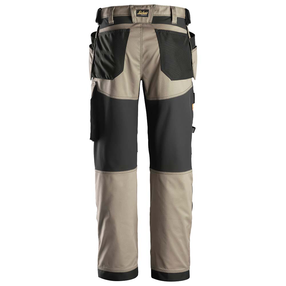 Snickers U6251 AllroundWork Stretch Loose Fit Work Pants + Holster Pockets (Khaki/Black)